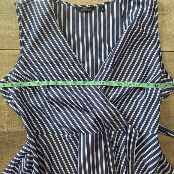 Blue White Striped Wrap Dress Handkerchief Hem - Size XL - Picture 6 of 8